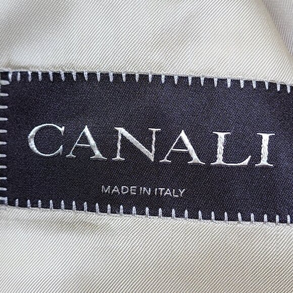 Canali Mens Two-Button Beige Plaid Wool Blazer Jacket Size 44R - Picture 6 of 11